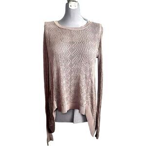 Peruvian Connection Crochet Lightweight Sweater – Dusty Pink, Size XS